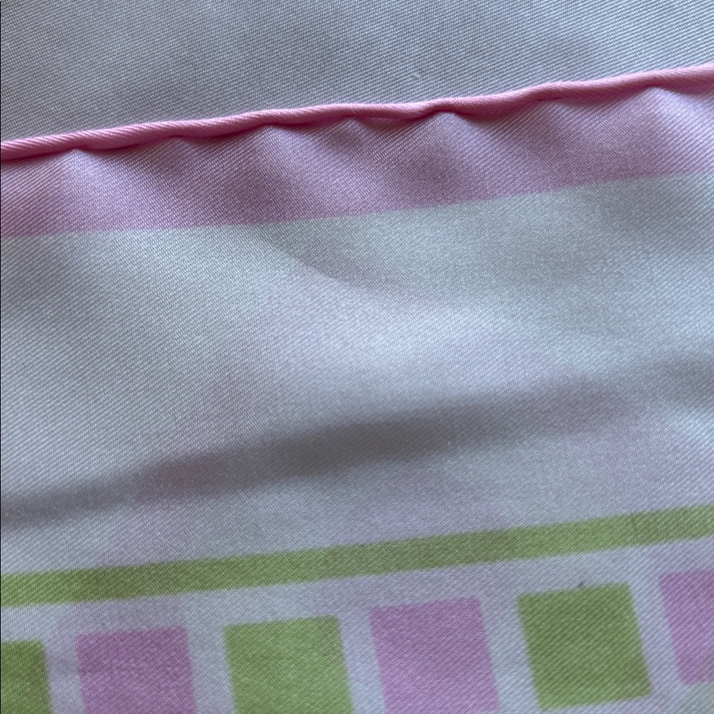 Vintage Givenchy Parfums Silk Square Scarf, Pink and Green, Hand Rolled Edges. - Picture 5 of 6